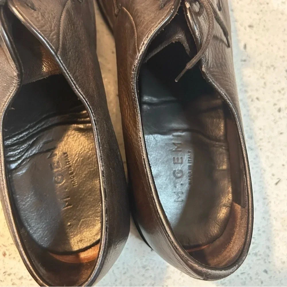 M. Gemi Brown Pebbled Leather Derby Oxford Dress Shoe​​​